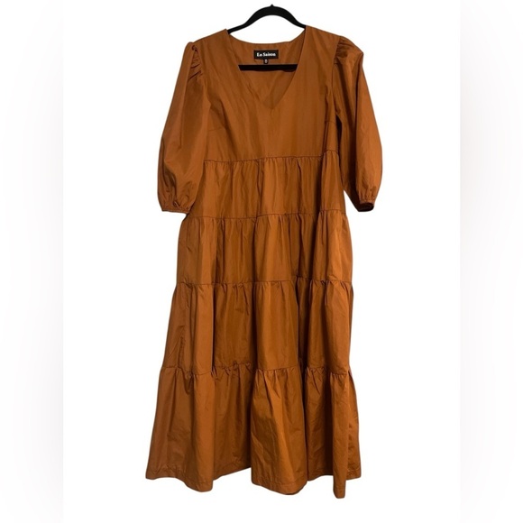 En Saison Brown Tiered midi Dress - XS - Picture 2 of 8